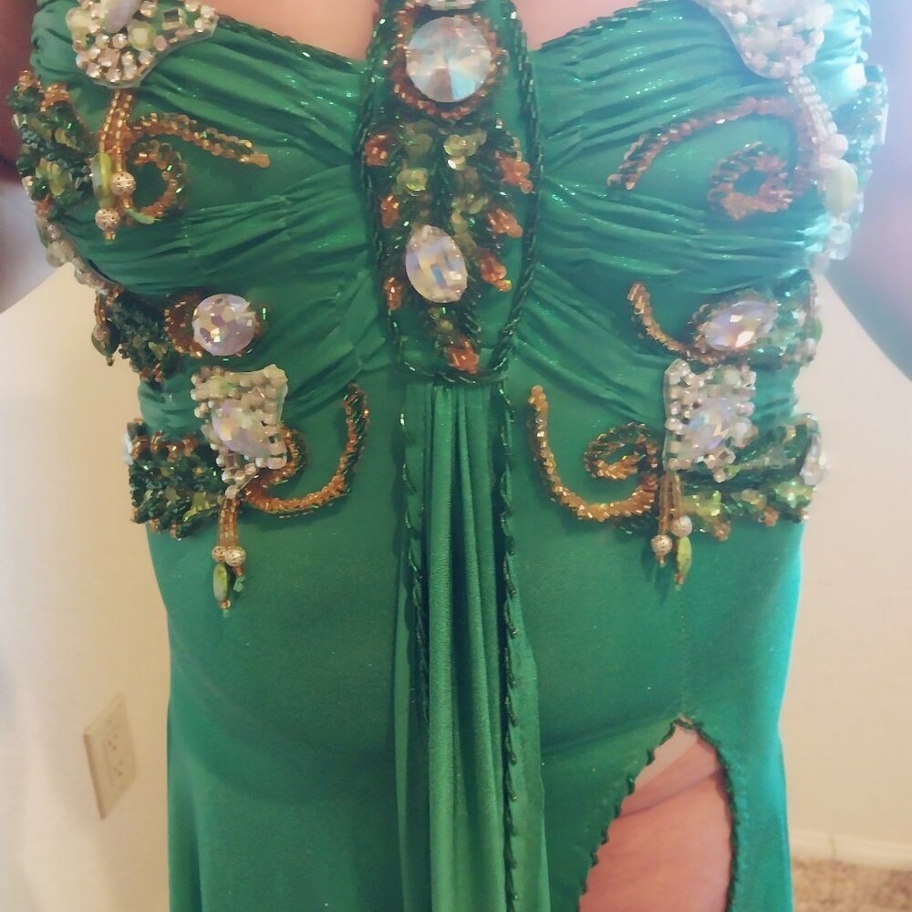 Two-piece Authentic Belly Dancer Sequin Embellished Dress